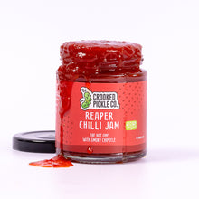 Load image into Gallery viewer, Hot chilli jam made with Carolina Reaper chillies in a jar
