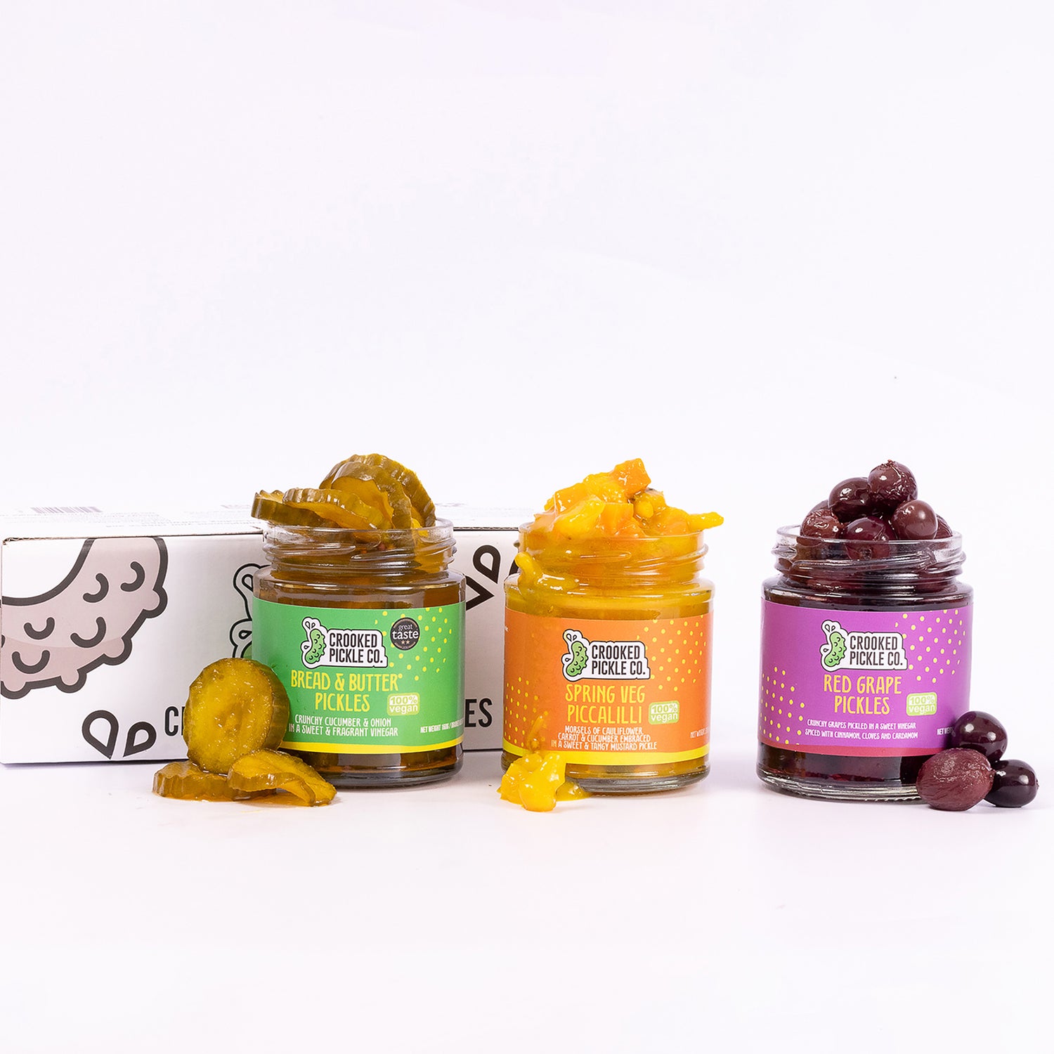 Pickle gift set in a box, for foodies, stocking fillers and Christmas hampers.