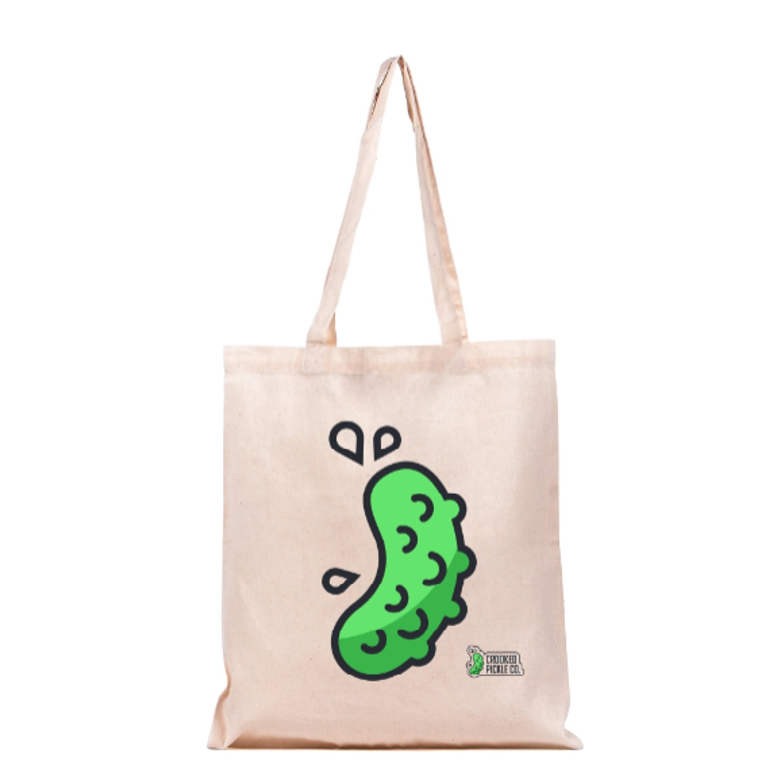 Funky tote bag for shopping pickles.